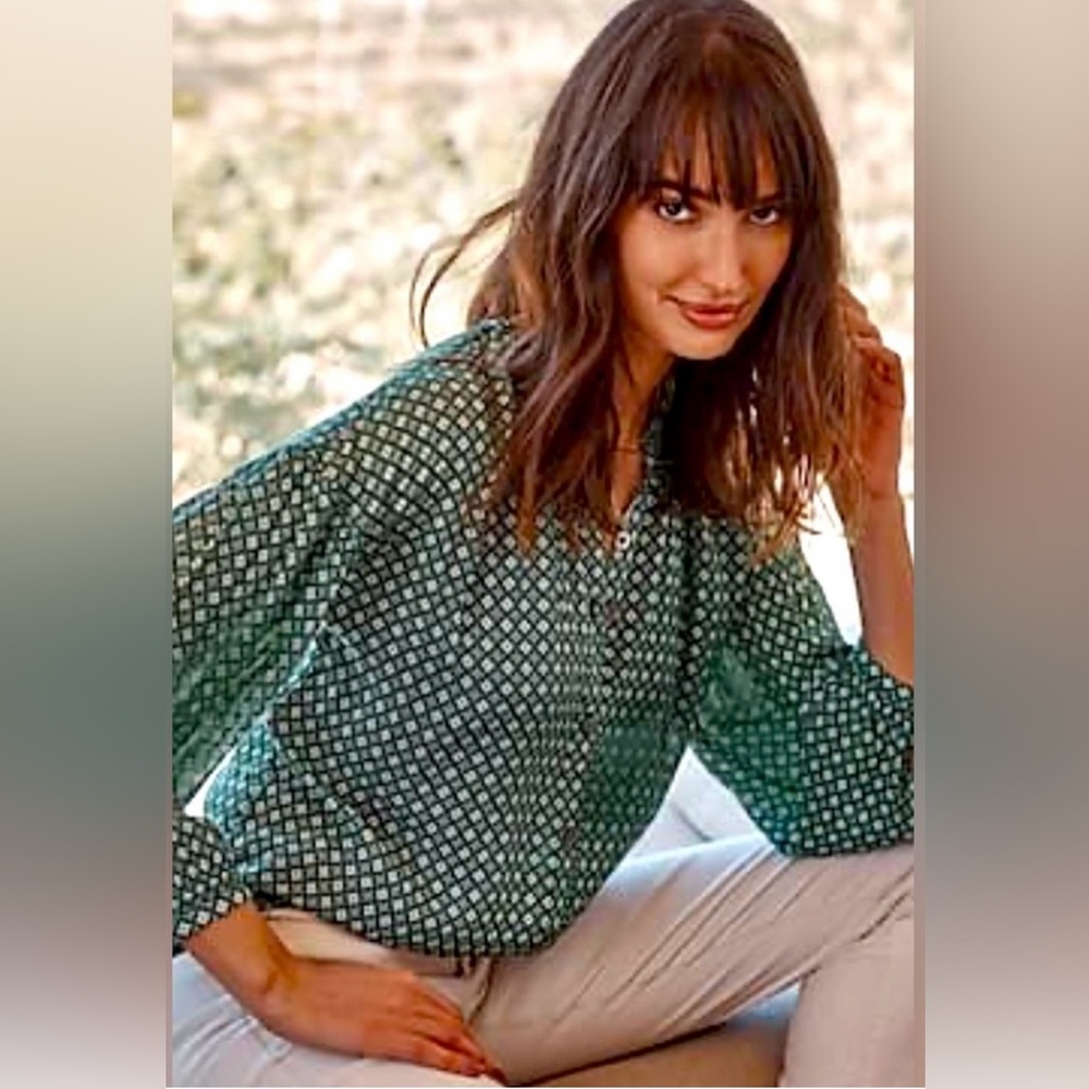 Green Patterned Women's Top
